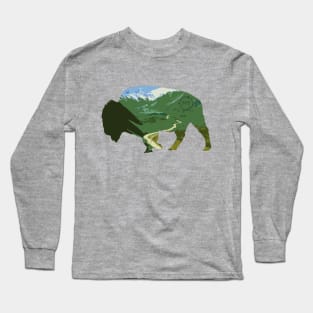 Montana Bison Nature Silhouette Long Sleeve T-Shirt